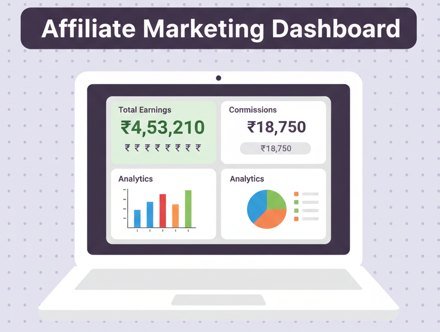 Affiliate marketing dashboard showing earnings.